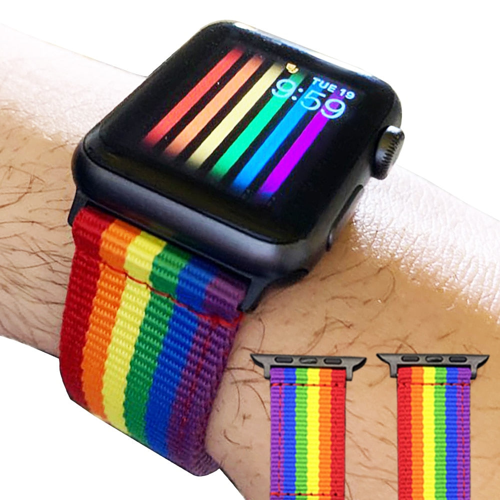 Klappe redde mindre Rainbow Nylon Watchband 38mm 40mm 41mm 42mm 44mm 45mm for Apple Watch –  Casecart India