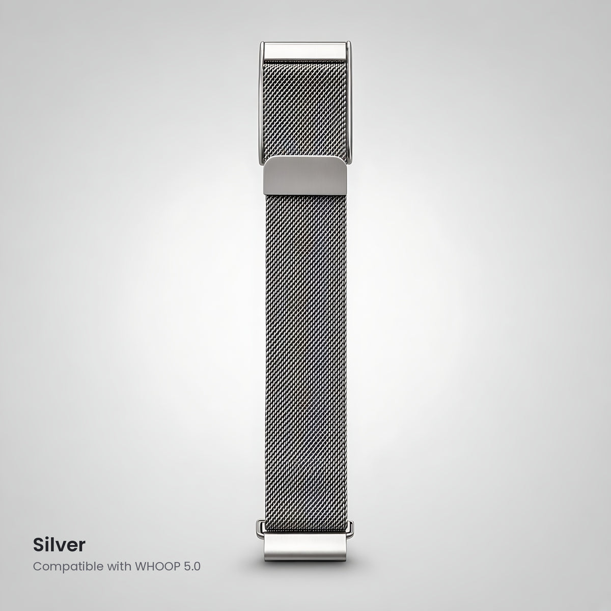 Silver Milanese magnetic mesh band compatible with WHOOP 5.0 – CaseCart