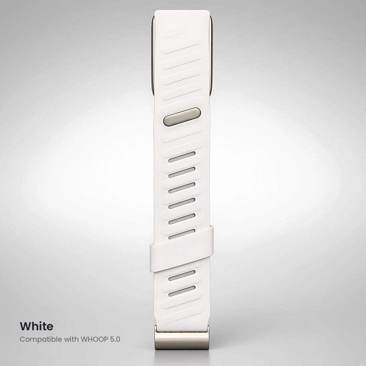 White ribbed silicone sport band compatible with WHOOP 5.0 – CaseCart
