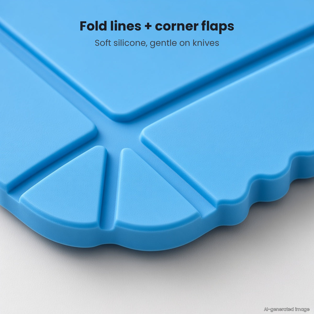 Close-up of fold lines and corner flaps