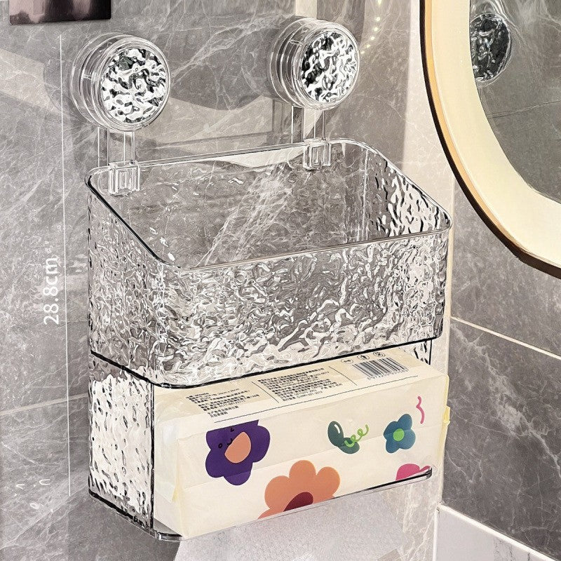 Wall Mounted Suction Cup Tissue and Cosmetics Storage Box