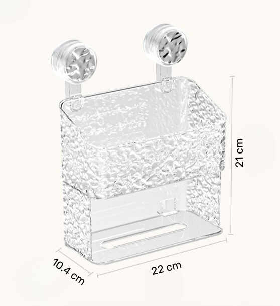 Wall Mounted Suction Cup Tissue and Cosmetics Storage Box