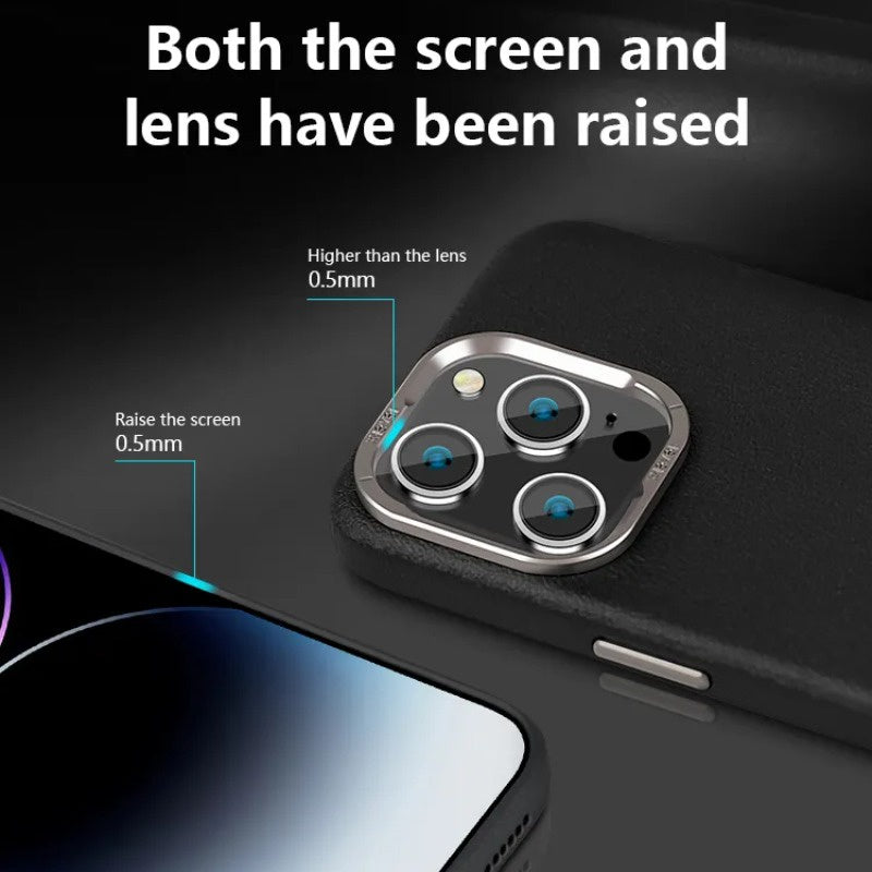 iPhone 15 Pro Max Genuine Leather Case Luxury Business Style Back Cover Case - Brown