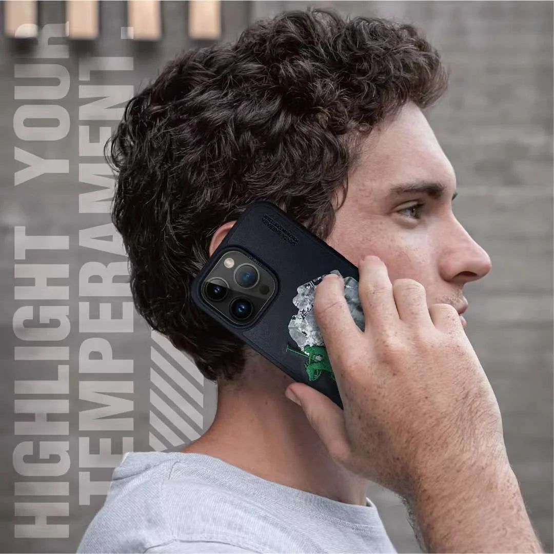 Santa Barbara Marcus Series Genuine Leather Case for iPhone 15 Pro - Blue