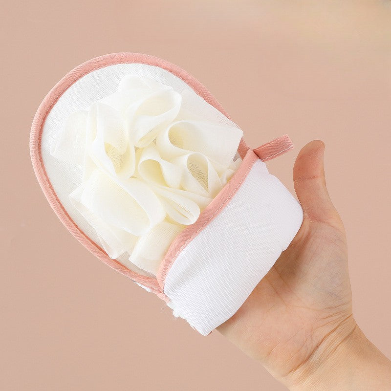 Premium Double Sided Floral Pattern Polyester Body Scrubbing Glove