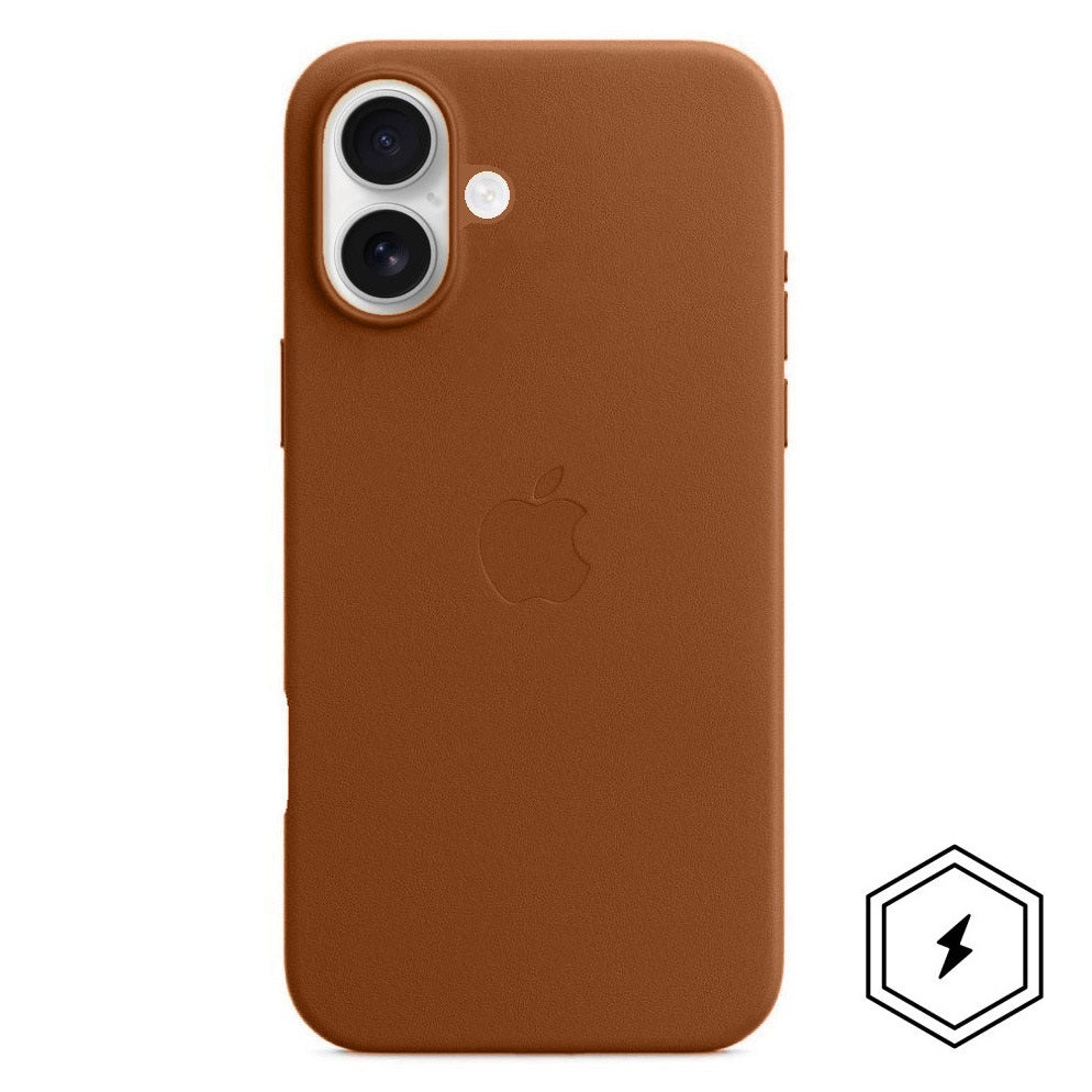 Apple iPhone 16 Leather Back Cover Case with MagSafe - Saddle Brown