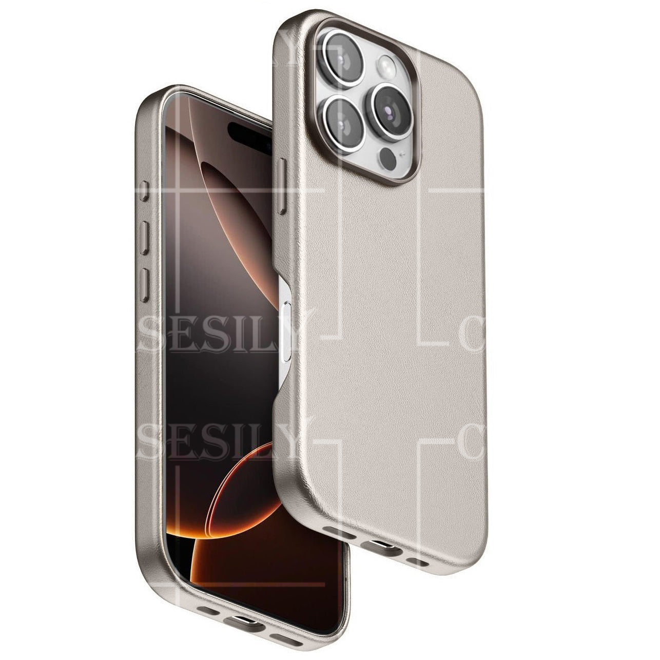 iPhone 16 Pro Max Business Series Genuine Leather Case with Magsafe - Titanium Gray