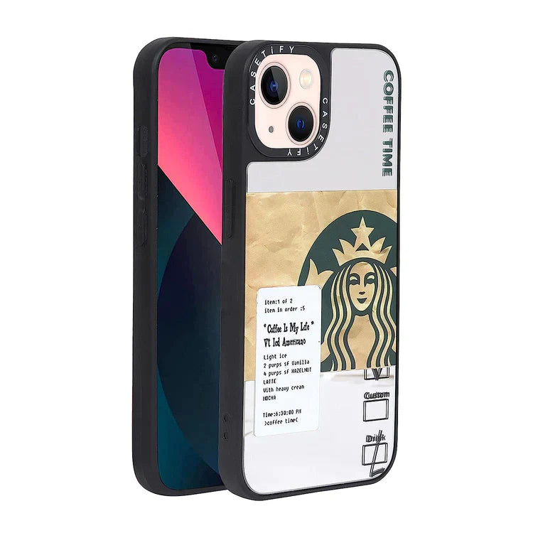 iPhone 14 Starbucks Reflective Mirror Case - Coffee Time