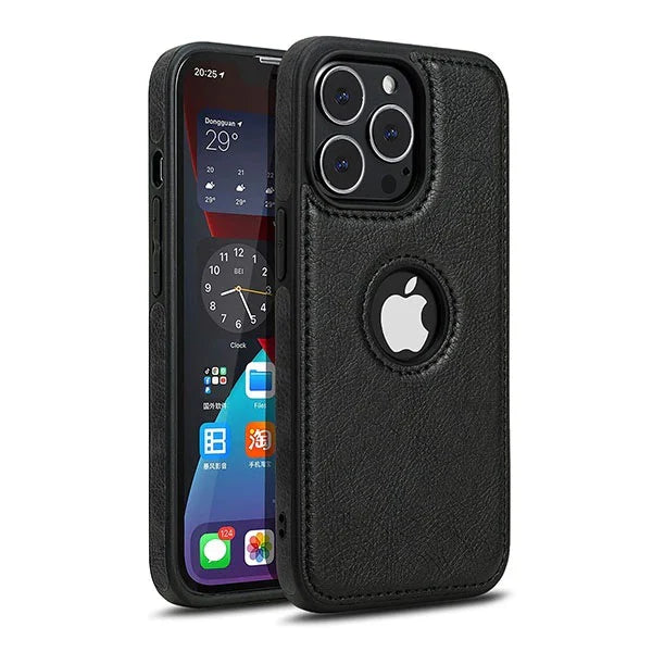 iPhone 13 Pro Max Luxury Elegant Leather Case - Black