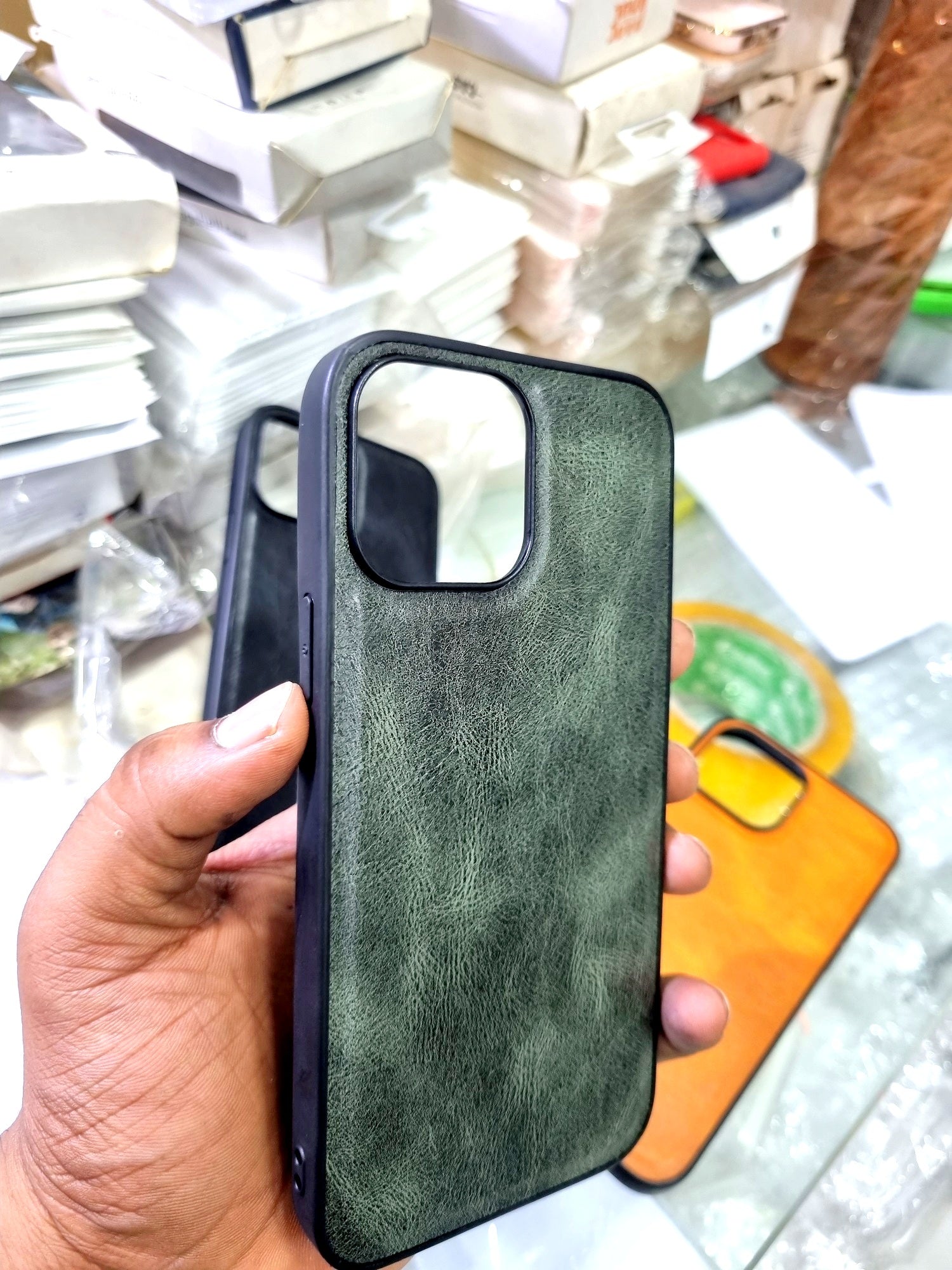 iPhone 13 Pro Max Premium Leather Case with Soft Edges - Green