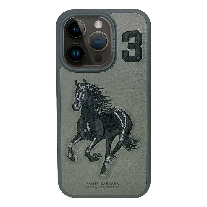 Aventurine Accessories SantaBarbara Polo Boris Series Leather Case, Protective Case (iPhone15 Plus, Grey)