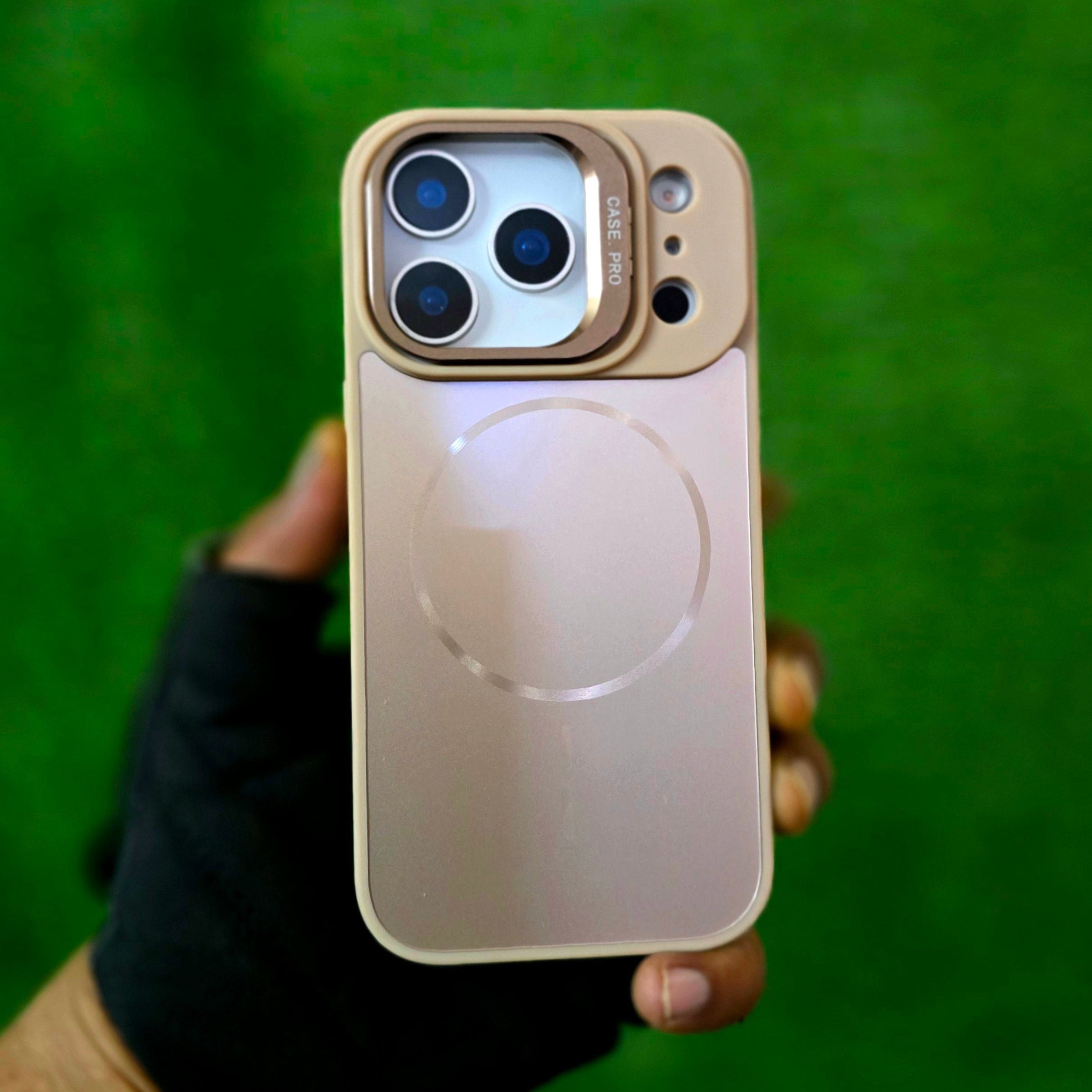 iPhone 17 Pro Matte Finish Metal Camera Kickstand Back Cover with Magsafe - Desert Titanium