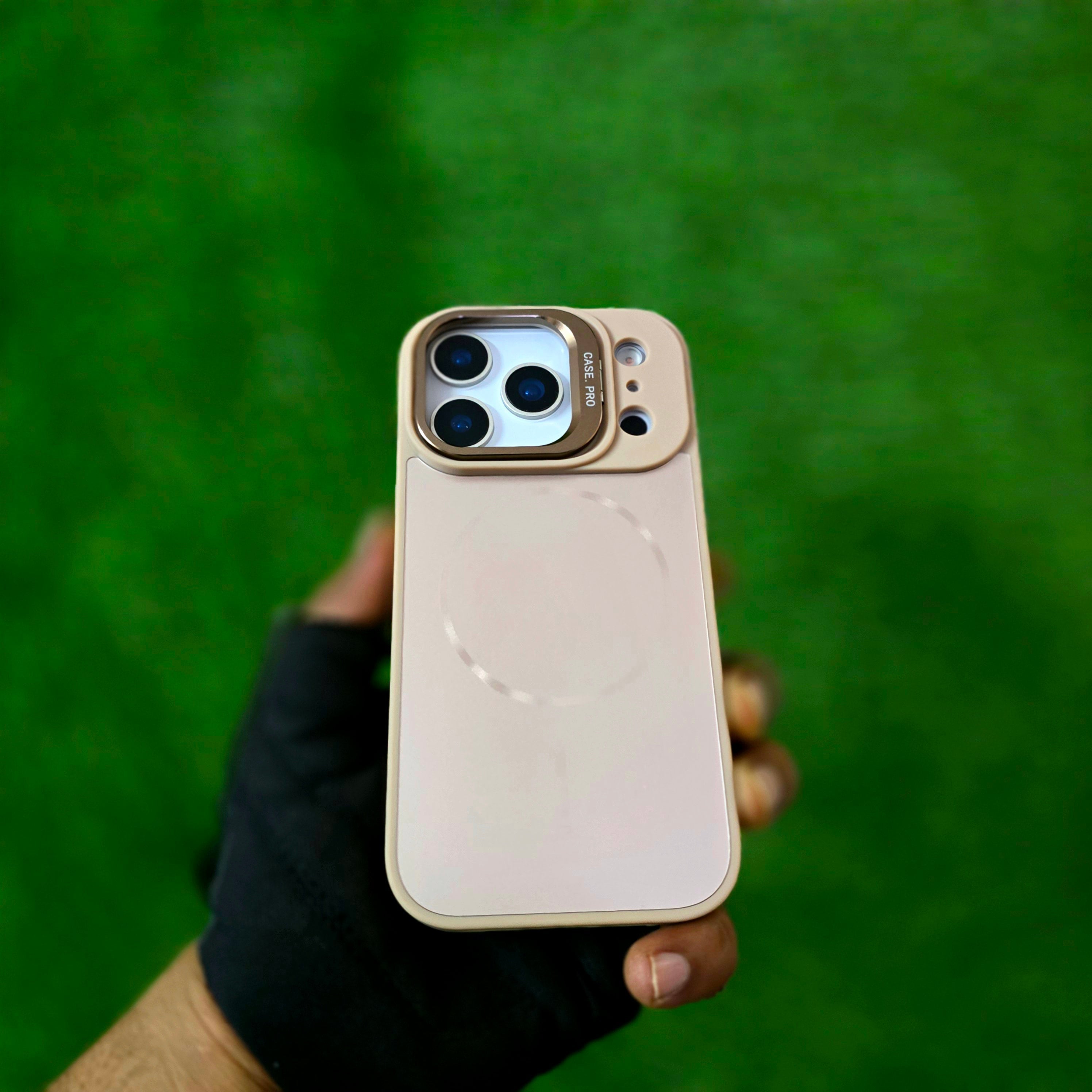 iPhone 17 Pro Matte Finish Metal Camera Kickstand Back Cover with Magsafe - Desert Titanium