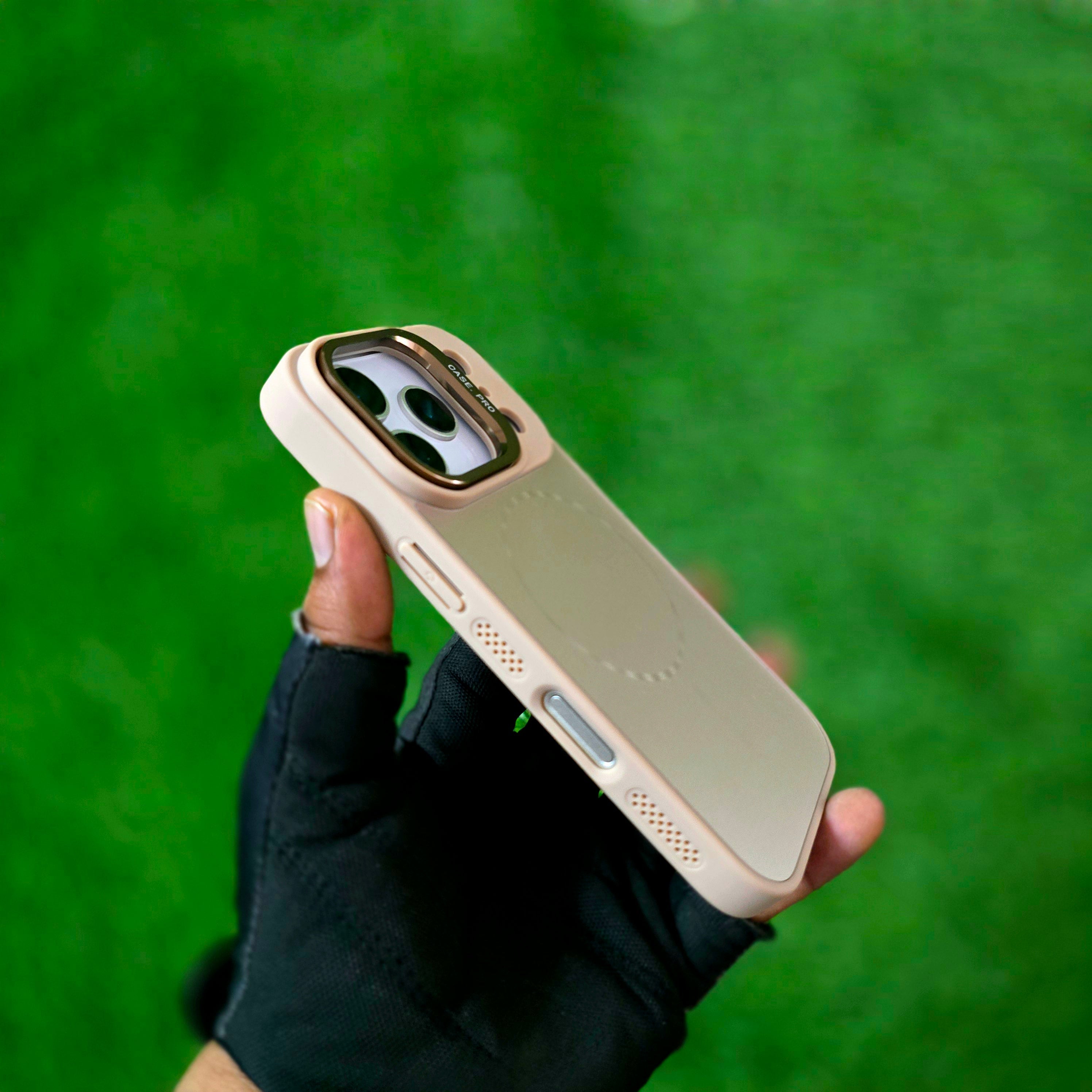 iPhone 17 Pro Max Matte Finish Metal Camera Kickstand Back Cover with Magsafe - Desert Titanium