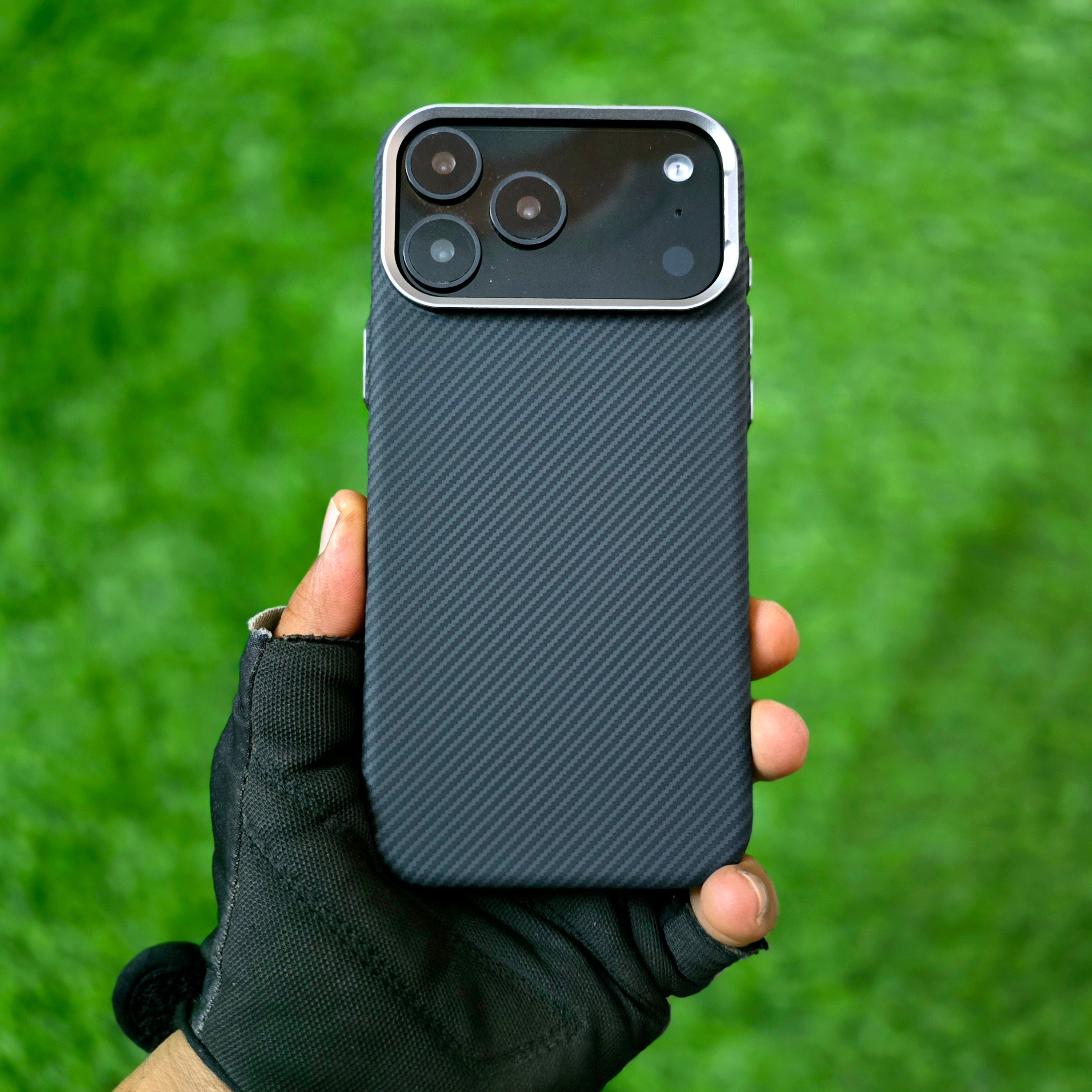 iPhone 17 Pro Carbon Case, 600D Carbon Fiber Texture Hard PC with Magsafe - Black