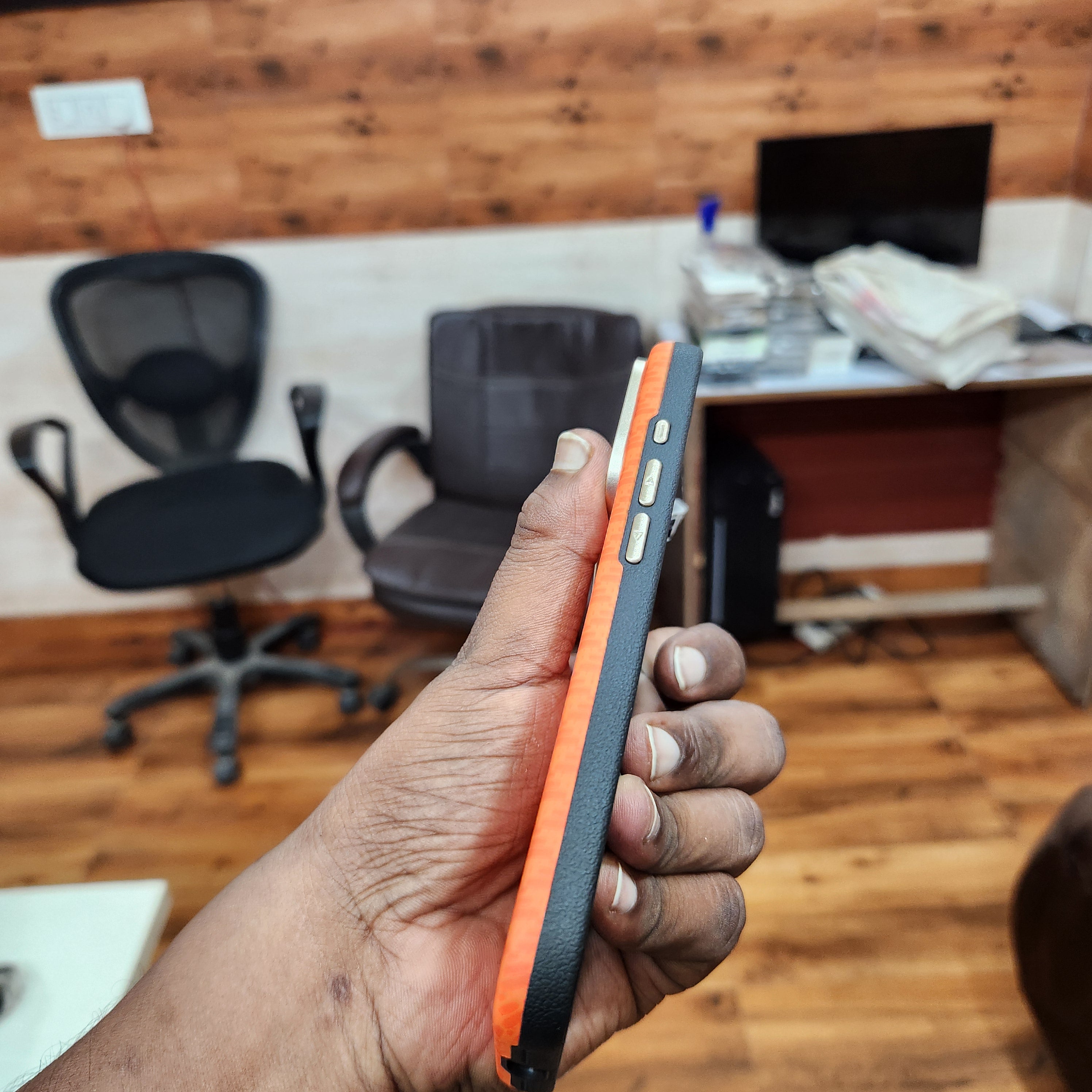 iPhone 17 Pro Sibling Series Sleek Cross Texture Case with Metal Camera Protection - Orange