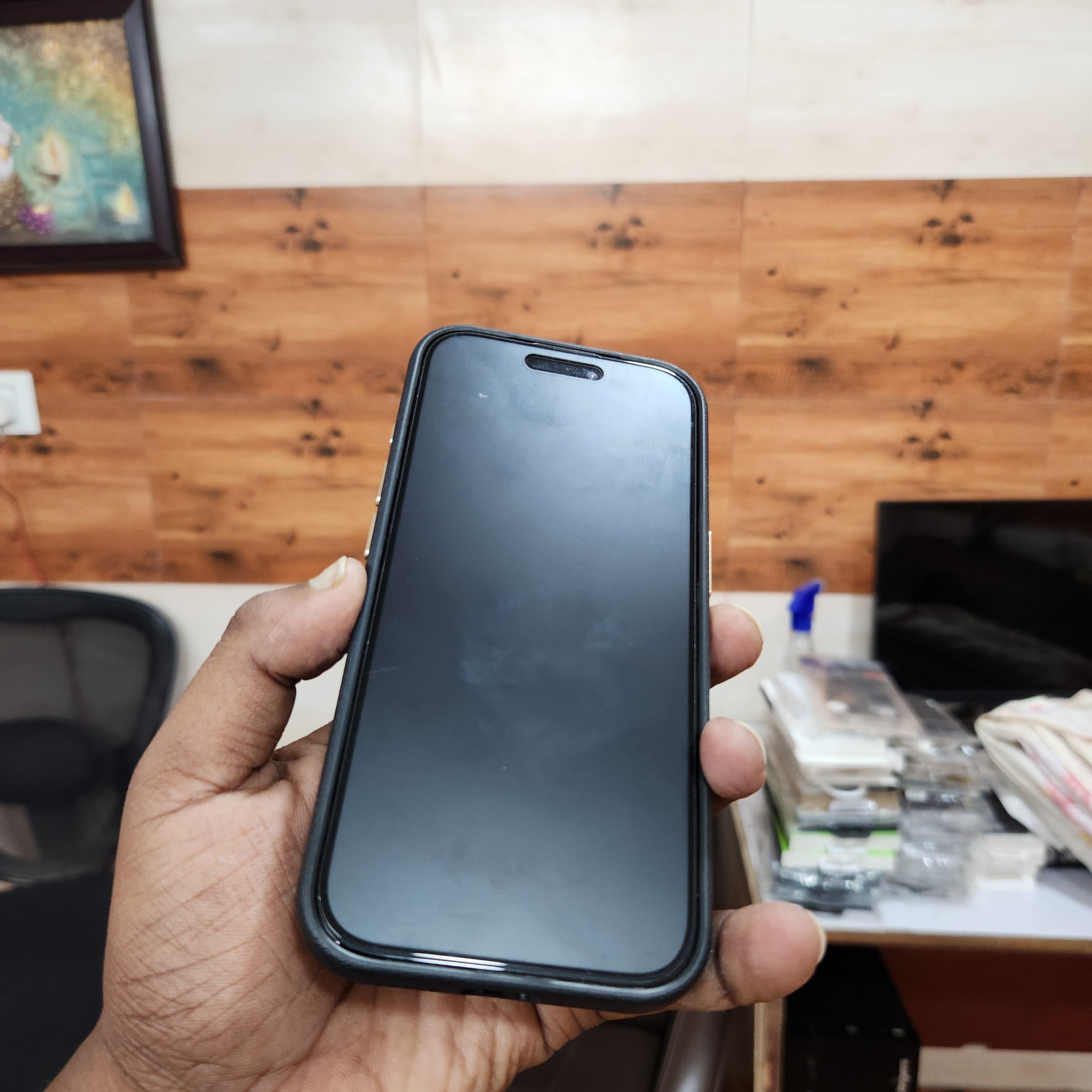 iPhone 17 Pro Max Sibling Series Sleek Cross Texture Case with Metal Camera Protection - Blue