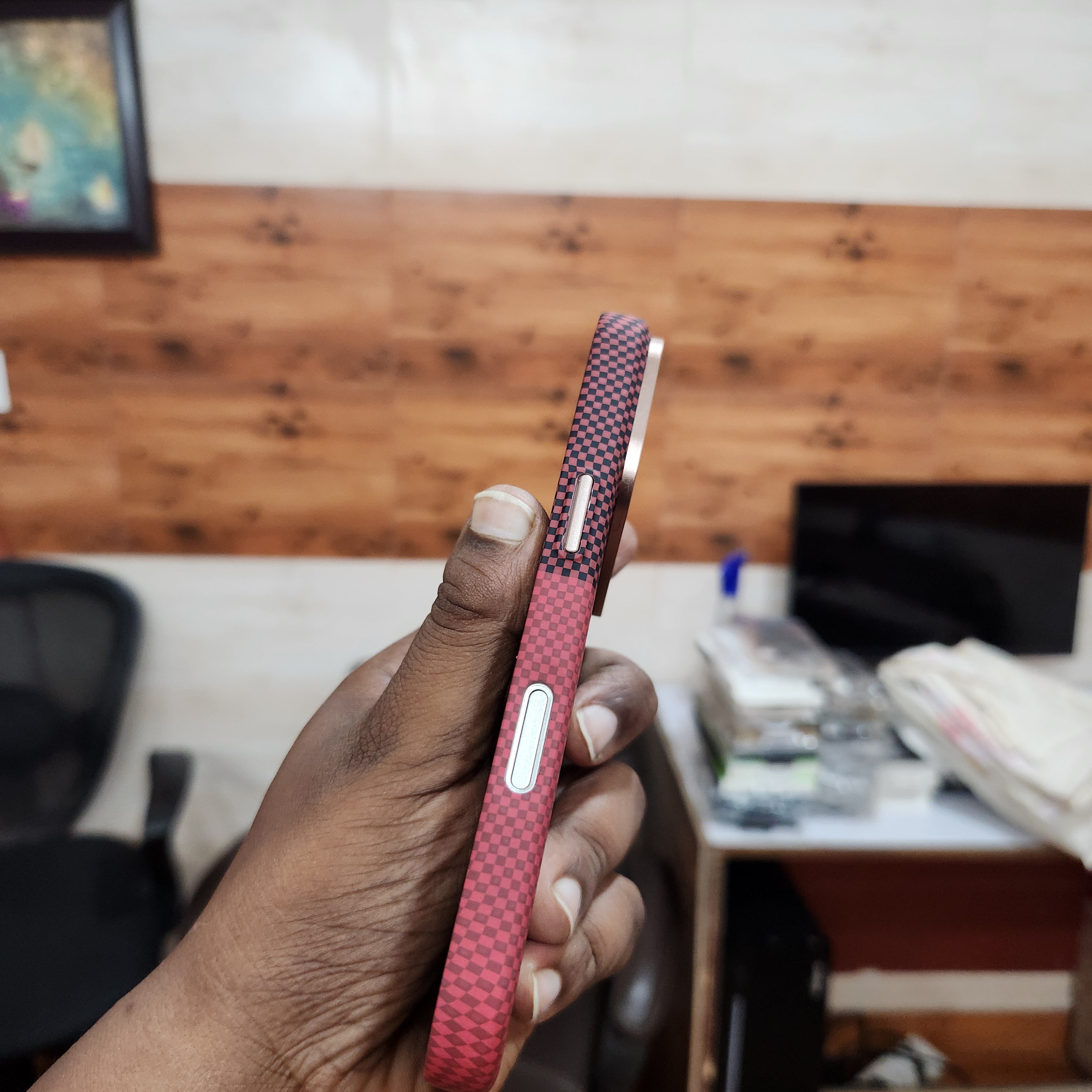 iPhone 17 Pro Ultrathin Carbon Fiber Texture 0.8mm Thin Case with Magsafe - Blue