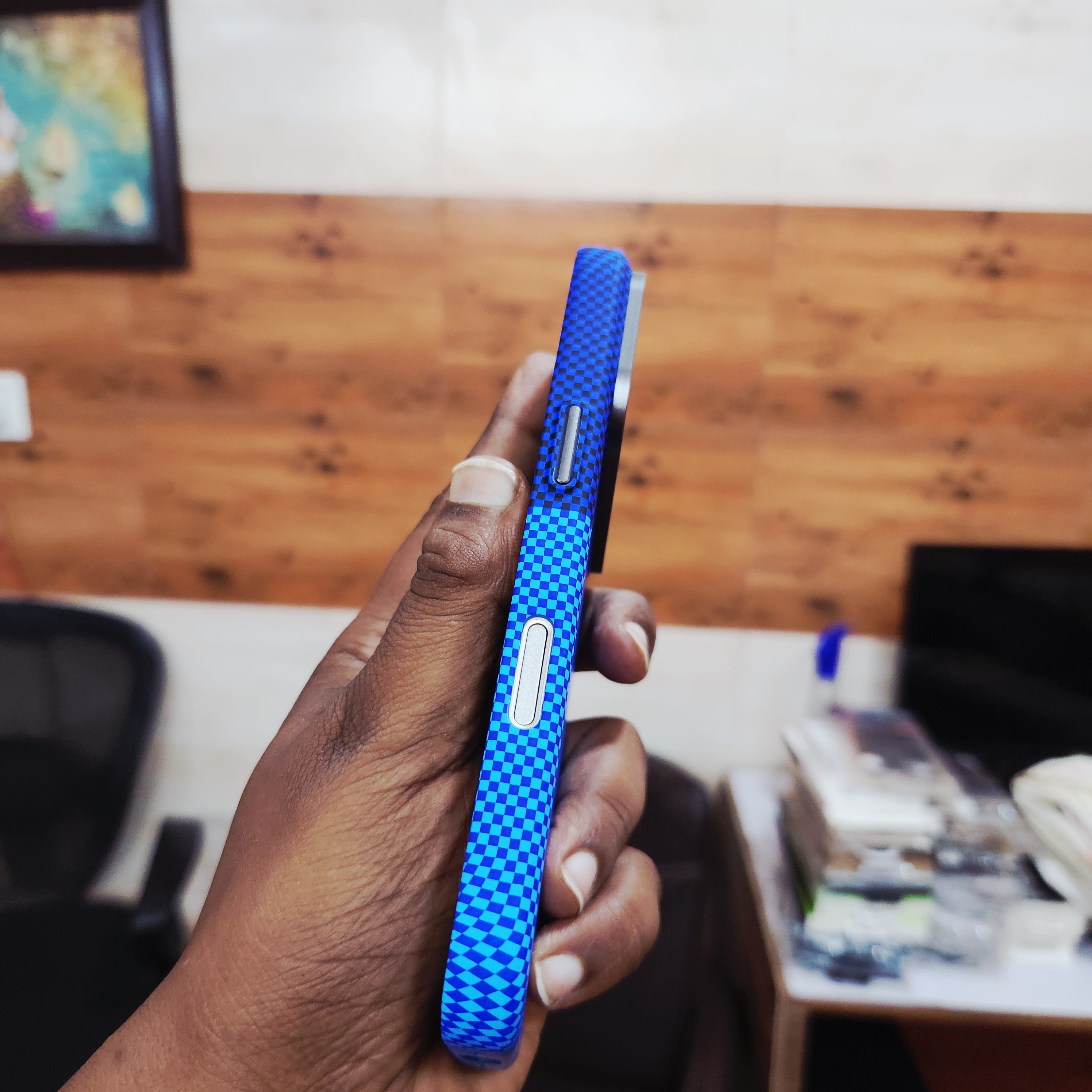 iPhone 17 Pro 0.8mm Ultrathin Carbon Fiber Texture Case with Magsafe - Dark Blue