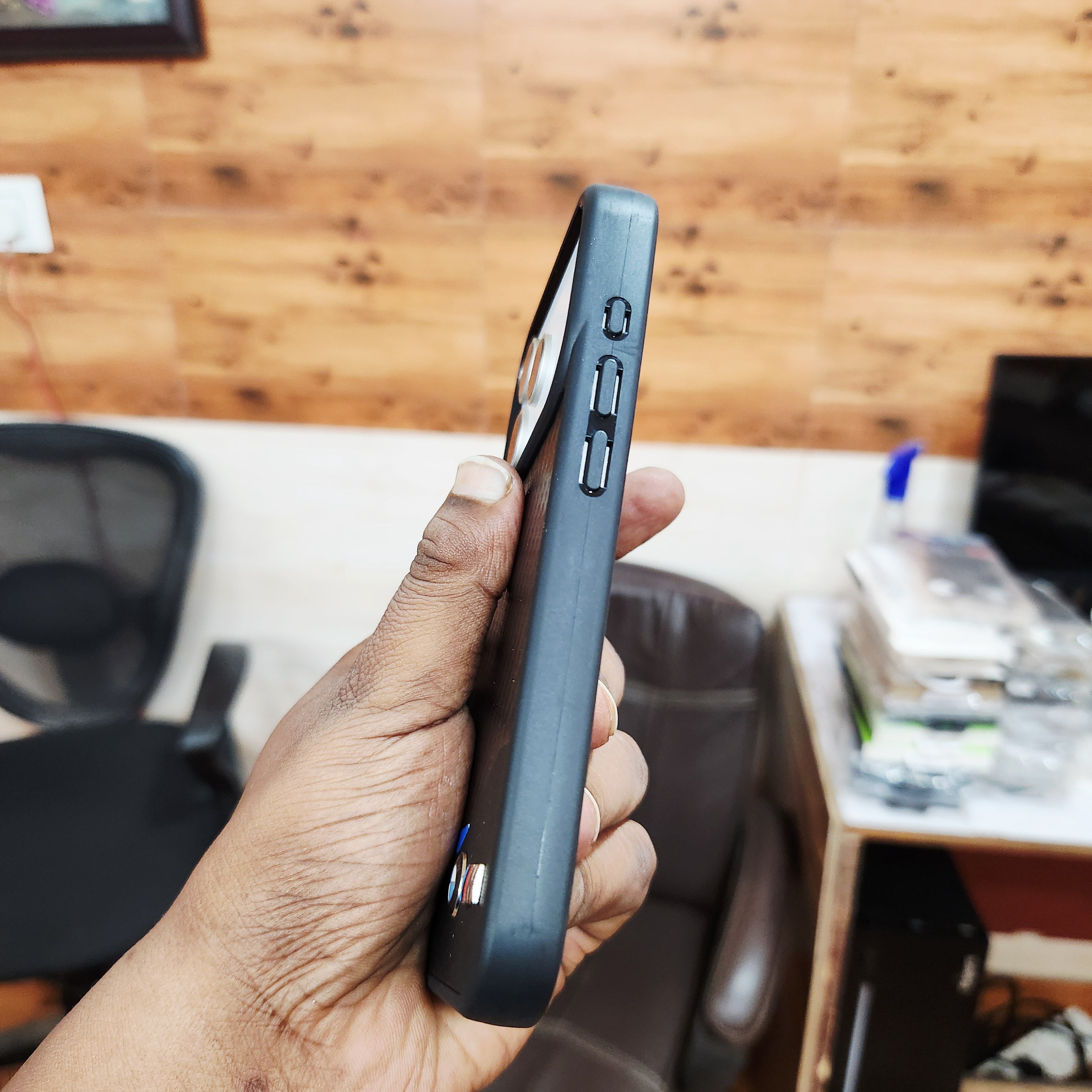 iPhone 17 Pro Leather Case Luxury Dot Pettern with Sports Car Logo - Black