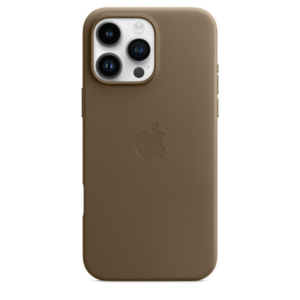 iPhone 15 Pro Leather Case, Compatible with MagSafe, Premium Tumbled Leather, Metal Buttons, Slim Fit&Durable, Distinctive Texture Cover Taupe