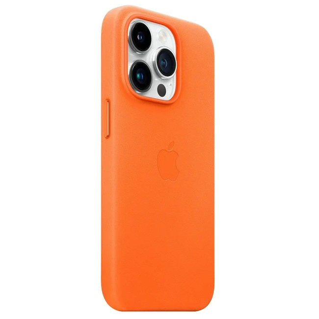 iPhone 15 Pro Max Leather Back Cover Case with MagSafe – Orange