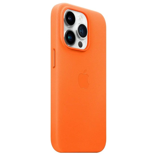 iPhone 14 Pro Max Leather Back Cover Case with MagSafe – Orange