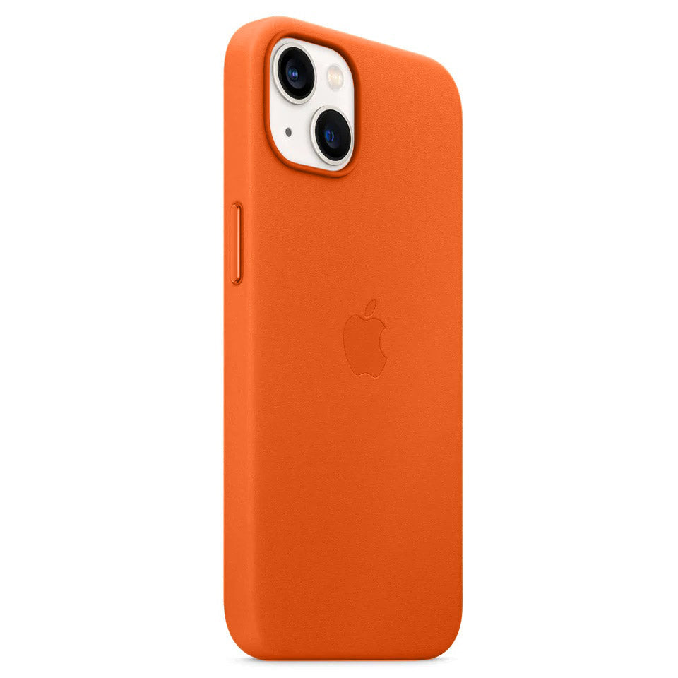 iPhone 15 Leather Back Cover Case with MagSafe – Orange