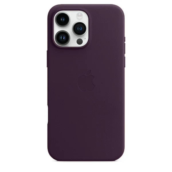 iPhone 15 Pro Leather Case, Compatible with MagSafe, Premium Tumbled Leather, Metal Buttons, Slim Fit&Durable, Distinctive Texture Cover Purple