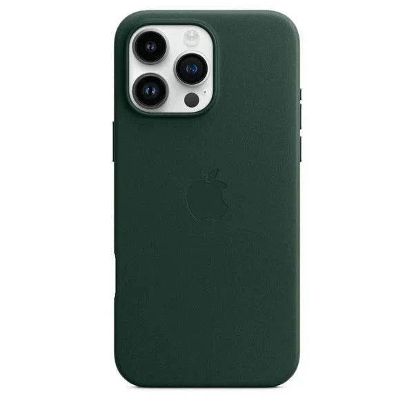 iPhone 15 Pro Max Leather Case, Compatible with MagSafe, Premium Tumbled Leather, Metal Buttons, Slim Fit&Durable, Distinctive Texture Cover Green