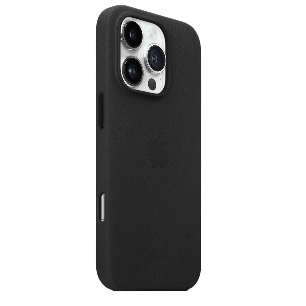 iPhone 16 Pro Max Leather Back Cover Case - Black