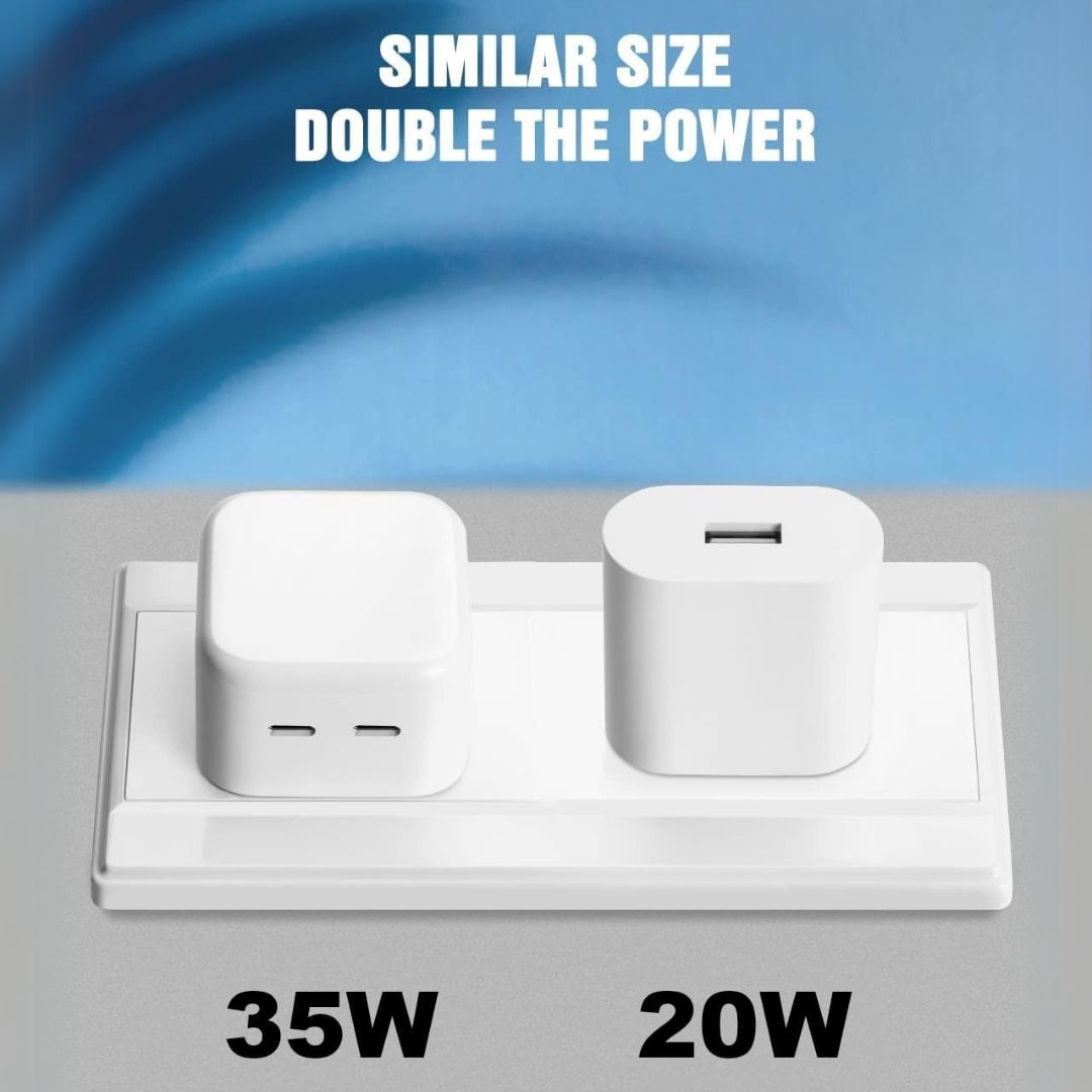 35W Dual USB-Type C Port Power Fast charging Adapter (White)