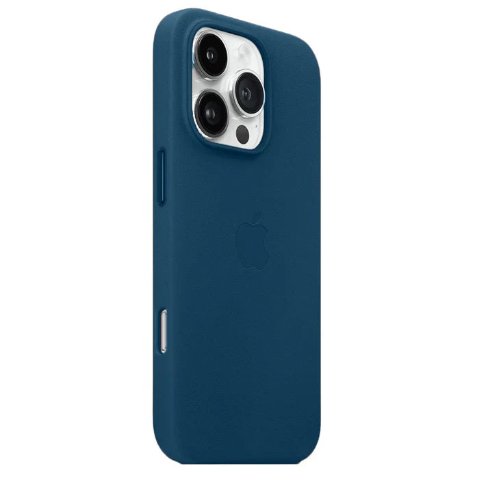 iPhone 15 Leather Case, Compatible with MagSafe, Premium Tumbled Leather, Metal Buttons, Slim Fit&Durable, Distinctive Texture Cover Blue
