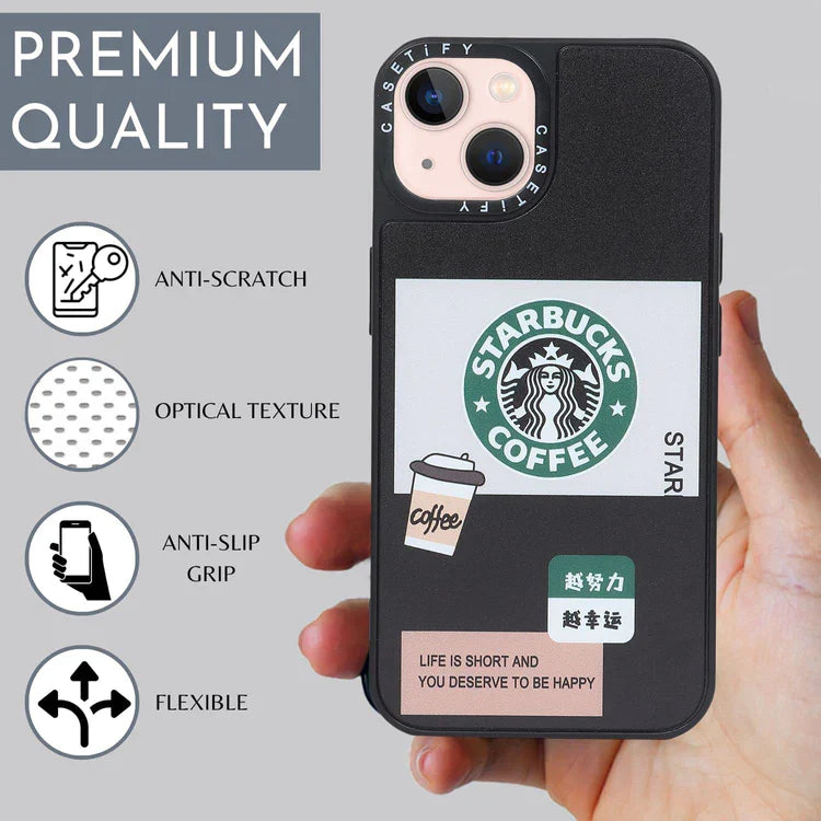 iPhone 13 Starbucks Reflective Mirror Case - Coffee