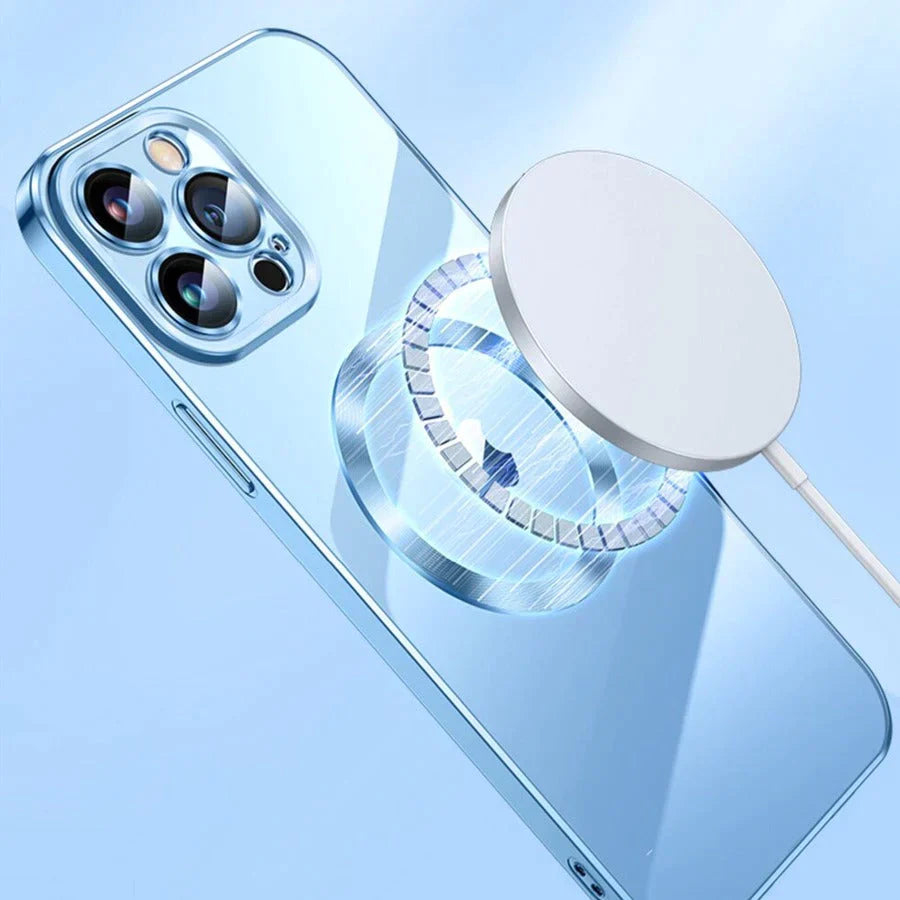 iPhone 14 Transparent Electroplating MagSafe Case with Camera Protection