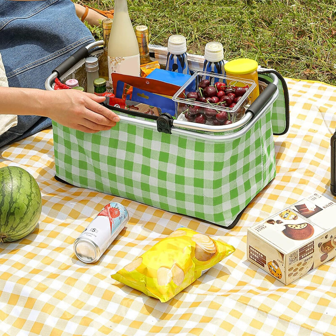Casecart Multi-Purpose Insulated Foldable Picnic Basket with Aluminum Frame
