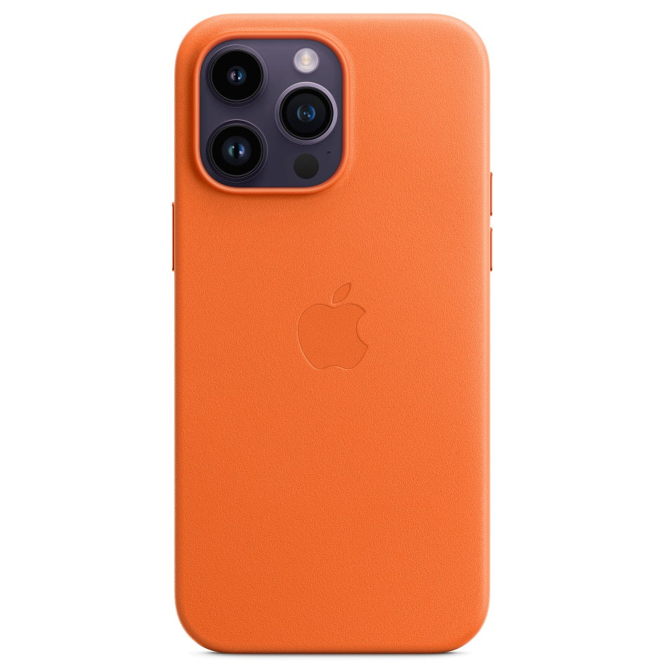iPhone 14 Pro Max Leather Back Cover Case with MagSafe – Orange