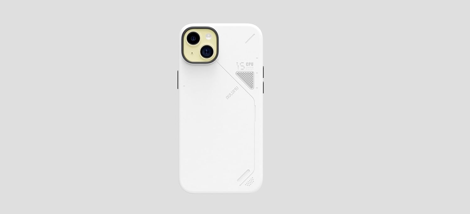 Aulumu A15 Vegan Leather for iPhone 14 Pro Max Magnetic Case [Unique Cooling Window] - Compatible with Magsafe [Metal Individual Buttons] - White