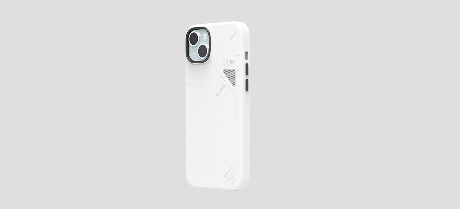 Aulumu A15 Vegan Leather for iPhone 14 Pro Max Magnetic Case [Unique Cooling Window] - Compatible with Magsafe [Metal Individual Buttons] - White