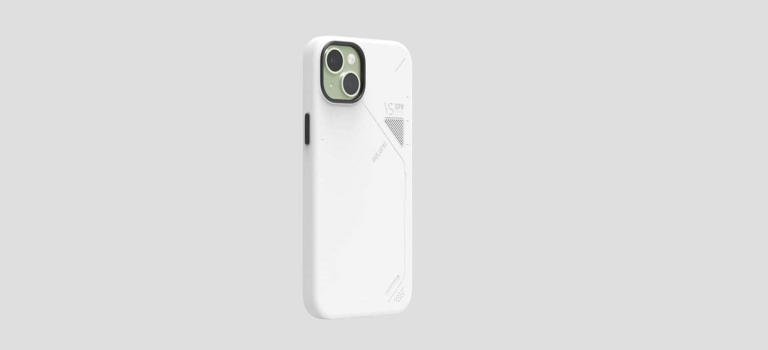 Aulumu A15 Vegan Leather for iPhone 14 Pro Max Magnetic Case [Unique Cooling Window] - Compatible with Magsafe [Metal Individual Buttons] - White