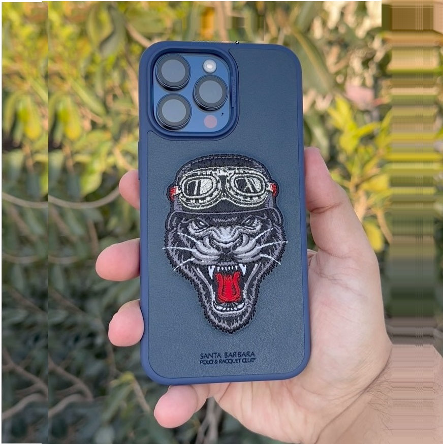 iPhone 15 Pro Max Santa Barbara Patti Series Leather Case - Blue