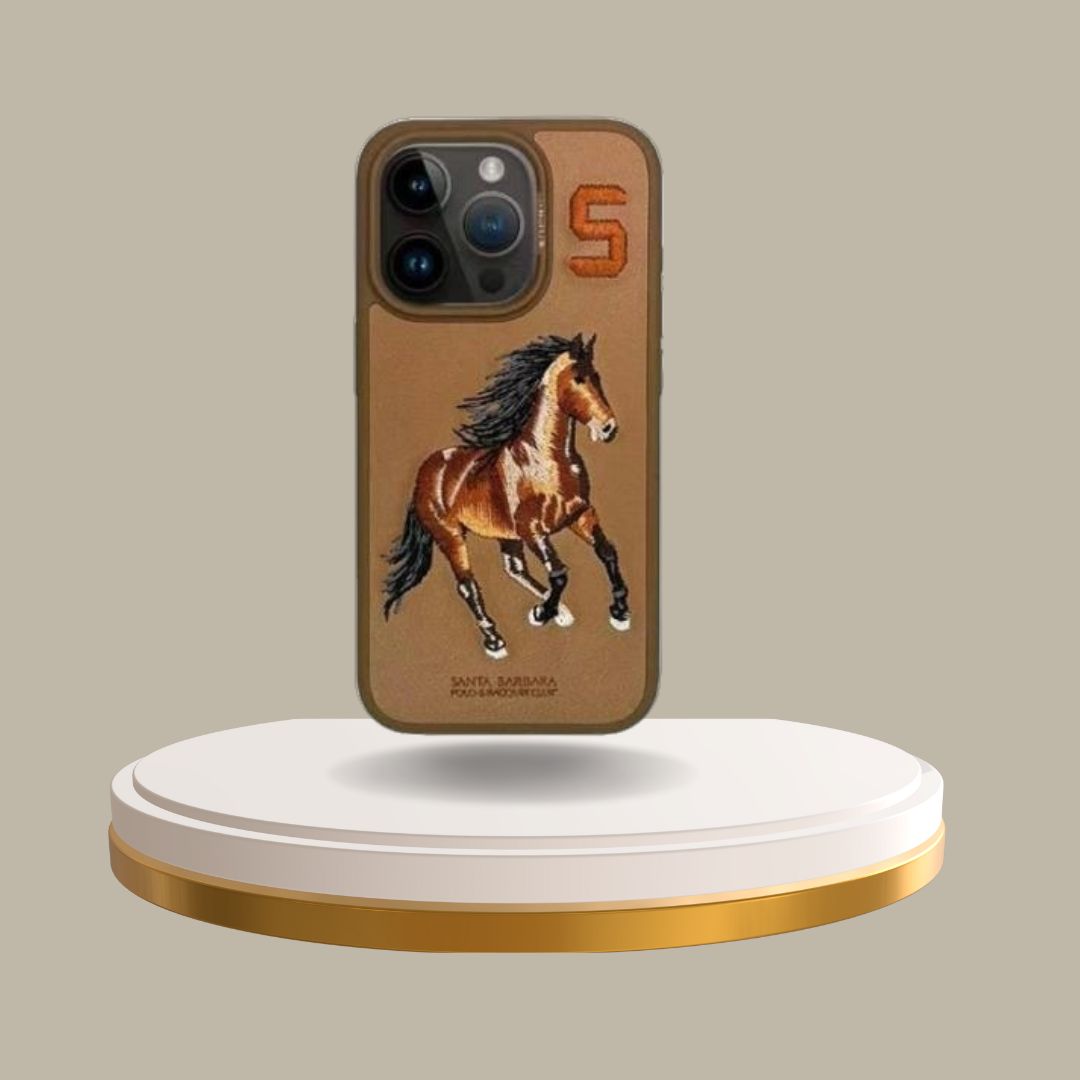 iPhone 15 Pro Max Santa Barbara Boris Horse Leather Case -Brown
