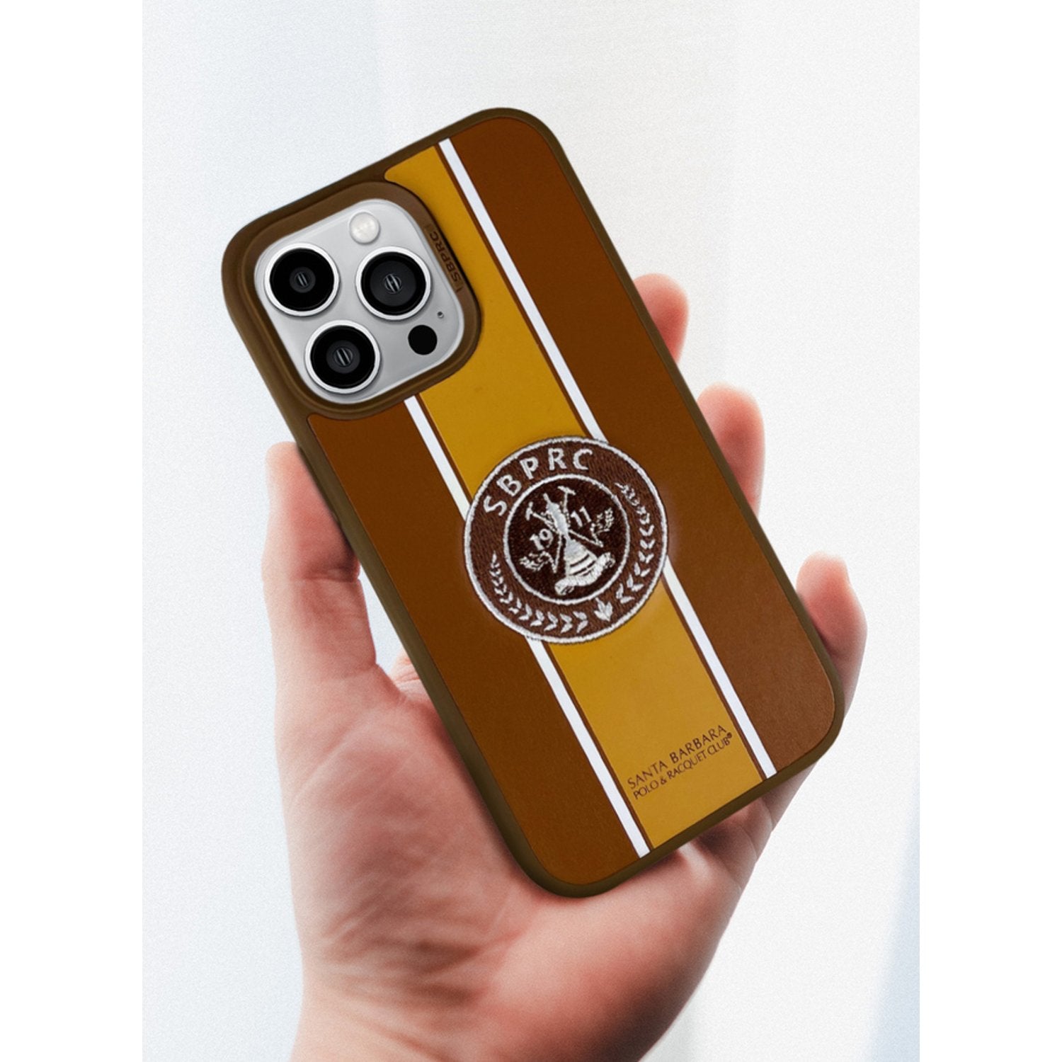 iPhone 14 Pro Max Santa Barbara Gareth Series Genuine Leather Case - Brown