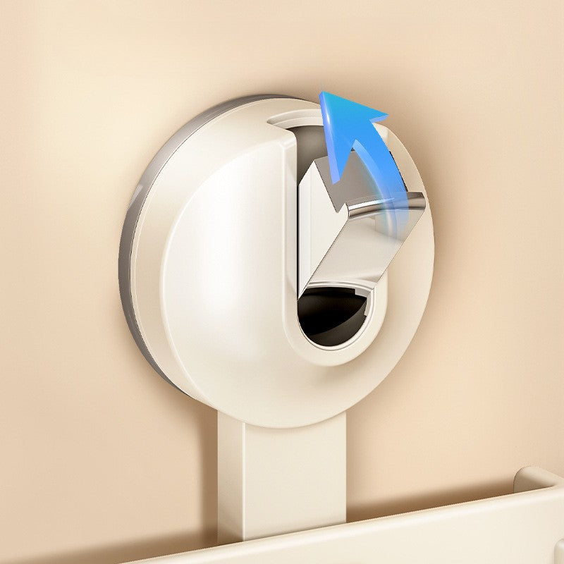 Steel Wall Mounted Suction-Cup Bathroom Rack (Cream White)