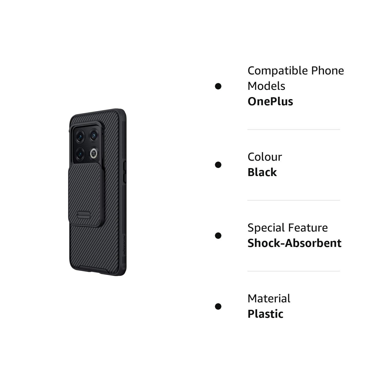 Nillkin Case for One Plus 10 Pro (1+10) Pro (6.7" Inch) CamShield Pro Camera Slider Double Layered Protection TPU + PC Black Color