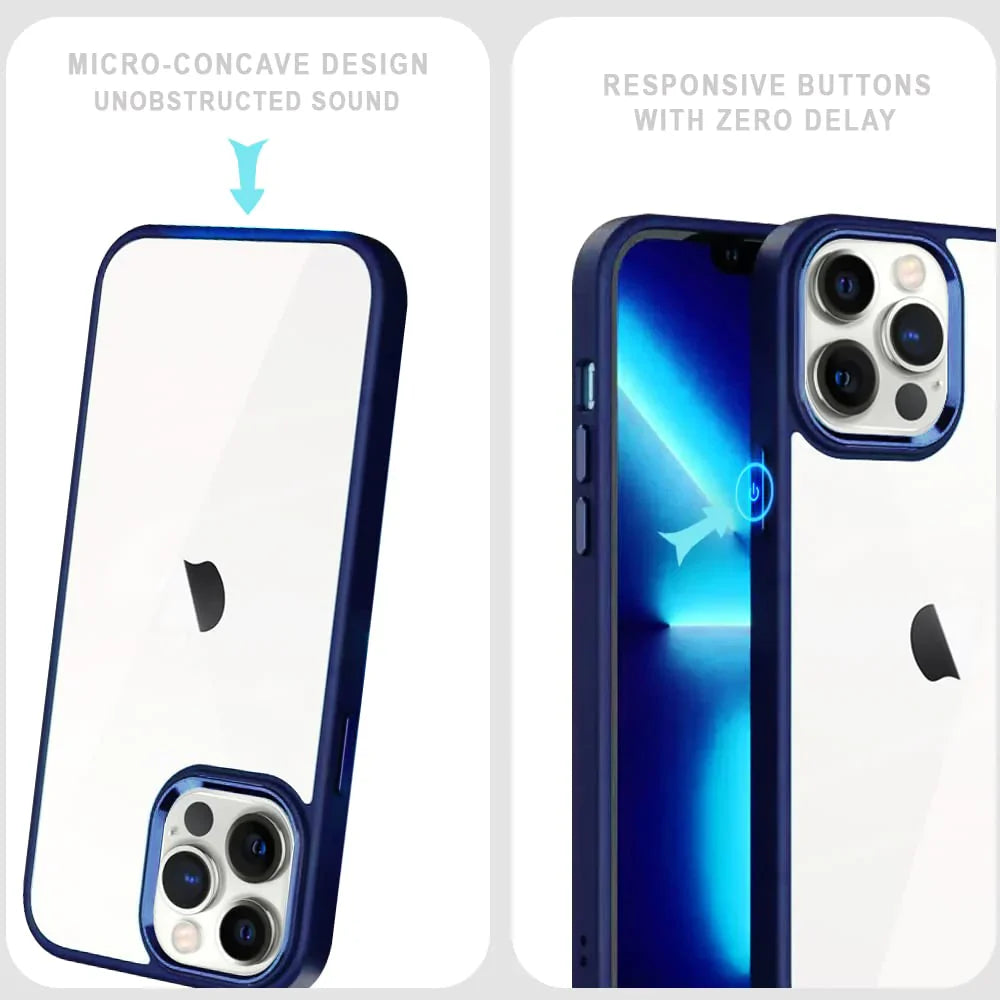 iPhone 13 Pro Ultra Slim Crystal Clear Hybrid Metal Circel Anti Yellow Case