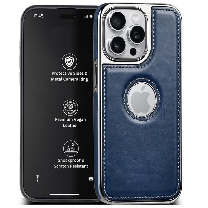 iPhone 13 Pro Luxurious Chrome Leather Case - Blue
