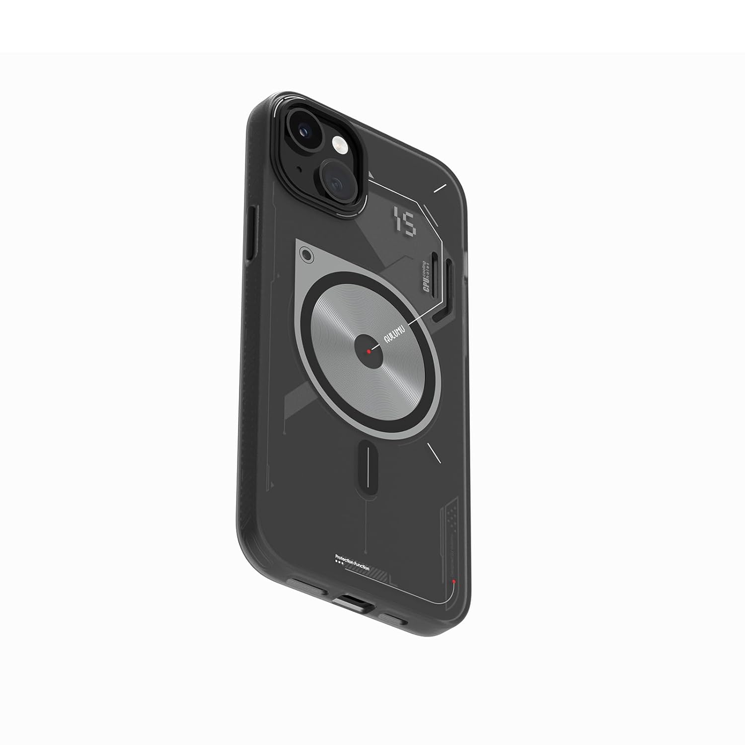 Aulumu A15 TPU for iPhone 15 Pro Magnetic Case - IMD Technology - Compatible with Magsafe [Aluminum Alloy Camera Frame] Semitranslucent - Black