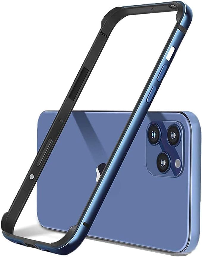 New Aluminum Frame Metal Bumper Frame Slim Hard Case Cover for iPhone 16, Metal Frame Armor with Soft Inner Bumper, Raised Edge Protection (Blue, for iPhone 16 )