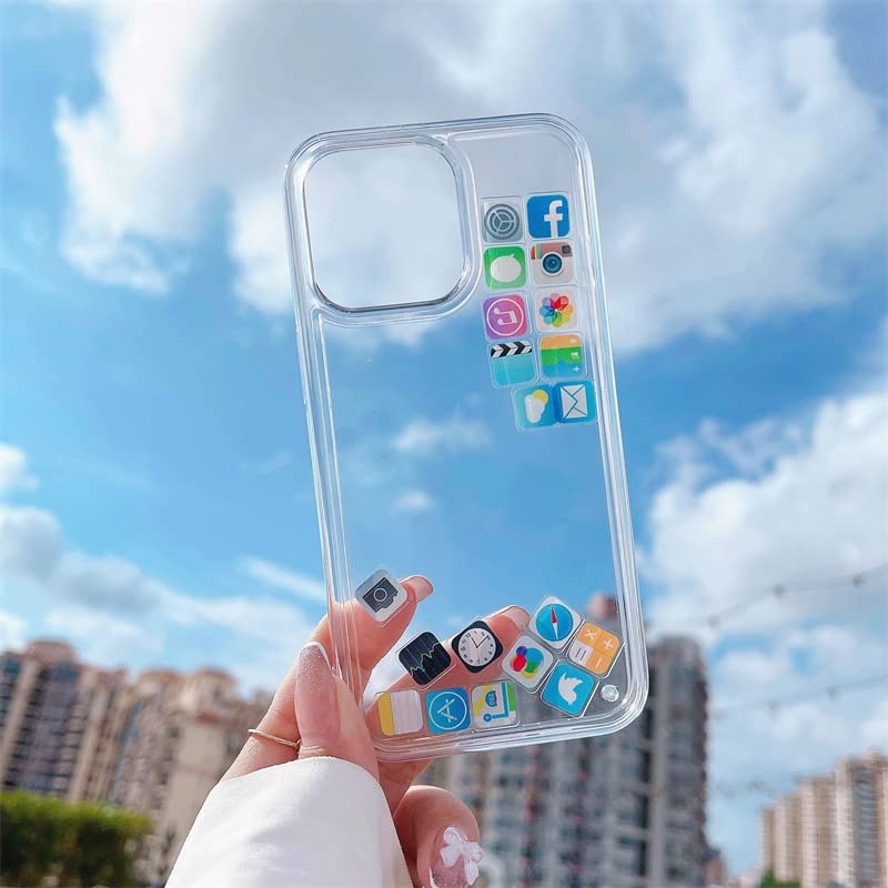 iPhone 14 Plus Floating App Icon with Sand Case - Transparent